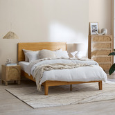Temple &amp; Webster Natural Anya Mango Wood &amp; Rattan 5 Drawer Chest