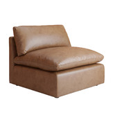 Temple &amp; Webster Martine Genuine Leather Armless Lounge Chair