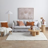Temple &amp; Webster Clover Pillar Leg Round Mango Wood Coffee Table