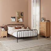 Temple &amp; Webster Natural Anya Mango Wood &amp; Rattan 5 Drawer Chest