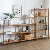 Temple &amp; Webster Natural Banjo 3 Tier Long Bookshelf