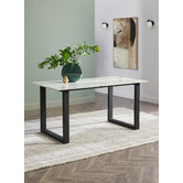Temple &amp; Webster Charlie Ski-Leg Faux Marble Dining Table