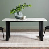 Temple &amp; Webster Charlie Ski-Leg Faux Marble Dining Table