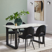 Temple &amp; Webster Charlie Ski-Leg Faux Marble Dining Table
