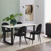 Temple &amp; Webster Charlie Ski-Leg Faux Marble Dining Table