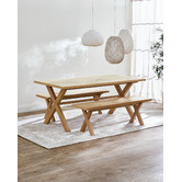 Temple &amp; Webster 6 Seater Brighton Oak Dining Table &amp; Bench Set