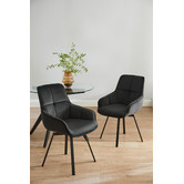 Temple &amp; Webster Black Krystoffer Velvet Swivel Dining Chairs