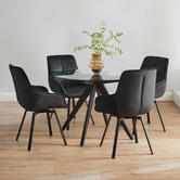 Temple &amp; Webster Black Krystoffer Velvet Swivel Dining Chairs