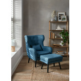 Temple &amp; Webster 2 Piece Hanover Upholstered Armchair &amp; Footstool Set