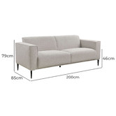 Temple &amp; Webster Natural Rhys 3 Seater Upholstered Sofa