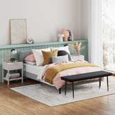 Temple &amp; Webster Light Grey Imogen Upholstered Bed with USB