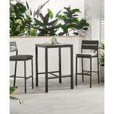 Temple &amp; Webster Charcoal Kos Square Aluminium Outdoor Bar Table