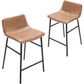 Temple &amp; Webster 64.5cm Tan Ted Faux Leather Barstools