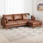 Temple & Webster Tan Bungalow Premium 3 Seater Sofa & Ottoman Set