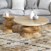 Temple &amp; Webster Axis Round Mango Wood Coffee &amp; Side Table Set