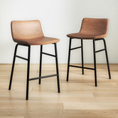 Temple &amp; Webster 64.5cm Tan Ted Faux Leather Barstools