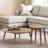 Temple &amp; Webster Dion Herringbone Round Coffee Table &amp; Side Table Set