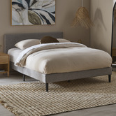 Temple &amp; Webster Light Grey Laybell Fabric Bed with Headboard