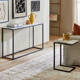 Temple &amp; Webster Boras Faux Marble Console Table &amp; Side Table Set