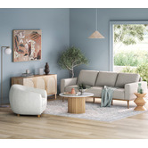 Temple &amp; Webster Anika Round Mango Wood &amp; Marble Coffee Table