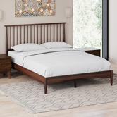 Temple &amp; Webster Warm Brown Liam Pine Wood Bed Queen