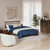 Temple &amp; Webster Warm Brown Liam Pine Wood Bed Queen