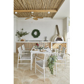 Temple &amp; Webster 6 Seater Amalfi Aluminium Outdoor Dining Table &amp; White Chair Set