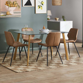 Temple &amp; Webster Tan Soren Faux Leather Dining Chairs