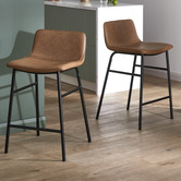 Temple &amp; Webster 64.5cm Tan Ted Faux Leather Barstools