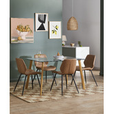 Temple &amp; Webster Tan Soren Faux Leather Dining Chairs