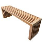Temple &amp; Webster 3 Seater Linear Acacia Wood Garden Bench