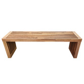 Temple &amp; Webster 3 Seater Linear Acacia Wood Garden Bench