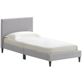 Temple &amp; Webster Grey Single Logan Upholstered Kid's Bed Frame