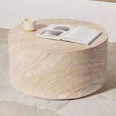 Temple &amp; Webster Lennox Round Travertine-Look Outdoor Coffee Table
