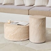 Temple &amp; Webster Lennox Round Travertine-Look Outdoor Coffee Table