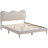 Temple &amp; Webster Alice Wavy Upholstered Queen Bed