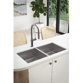 Temple &amp; Webster Swanson Double Bowl Stainless Steel Kitchen Sink