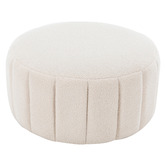 Temple &amp; Webster Ora Teddy Fabric Large Round Ottoman