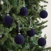 Temple &amp; Webster Set of 6 Ribbed Glass Baubles