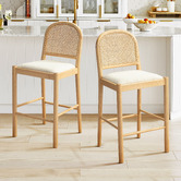 Temple &amp; Webster 63cm Louie Arched Rattan and Solid Beech Wood Bar Stool