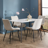Temple &amp; Webster 4 Seater Blake Dining Table &amp; Sunnie Upholstered Dining Chair Set