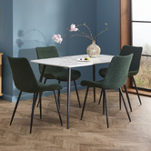 Temple &amp; Webster 4 Seater Blake Dining Table &amp; Sunnie Boucle Dining Chair Set
