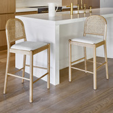 Temple &amp; Webster 63cm Louie Arched Rattan and Solid Beech Wood Bar Stool