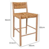 Temple &amp; Webster 65cm Nadia Hand-Woven Rush Barstool