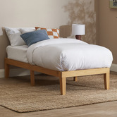 Temple &amp; Webster Natural Beckham Premium Wooden Bed Base