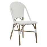 Temple &amp; Webster White Paris PE Rattan Outdoor Cafe Dining Chairs