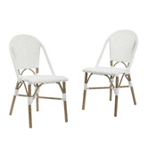 Temple &amp; Webster White Paris PE Rattan Outdoor Cafe Dining Chairs