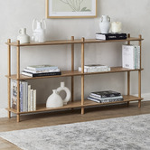 Temple &amp; Webster Natural Banjo 3 Tier Long Bookshelf