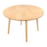 Temple &amp; Webster Dion Herringbone Oak Wood Round Dining Table