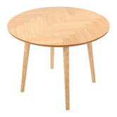 Temple &amp; Webster Dion Herringbone Oak Wood Round Dining Table